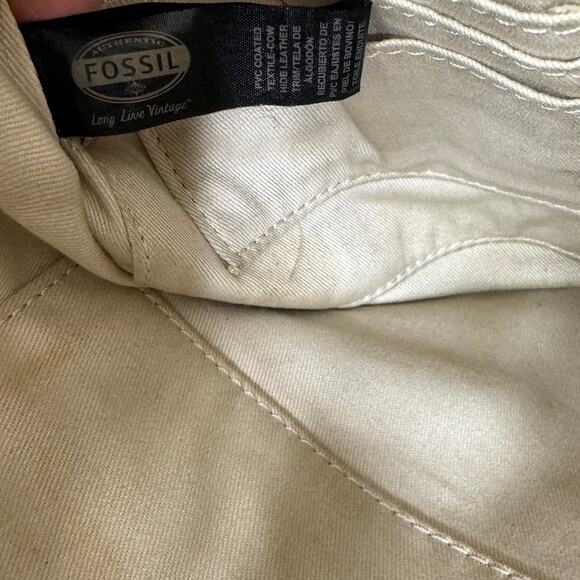 Fossil Sydney Geometric Diamond Coated Canvas Tote Bag Black/Ivory Purse Shopper - Picture 10 of 12